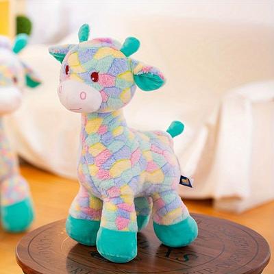 TEMU 1pc Rainbow Giraffe Plush Toy - Deer Doll With Soft Polyester, Sleeping & Decorating Bedroom - Ideal Birthday Or Christmas Gift