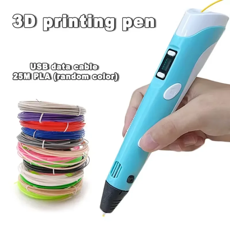 Stylo d'impression électronique 3D 25MPLA, fil Long, outil de dessin de Graffiti 3D pour enfants, jouet intelligent, bricolage, cadeau d'anniversaire de noël