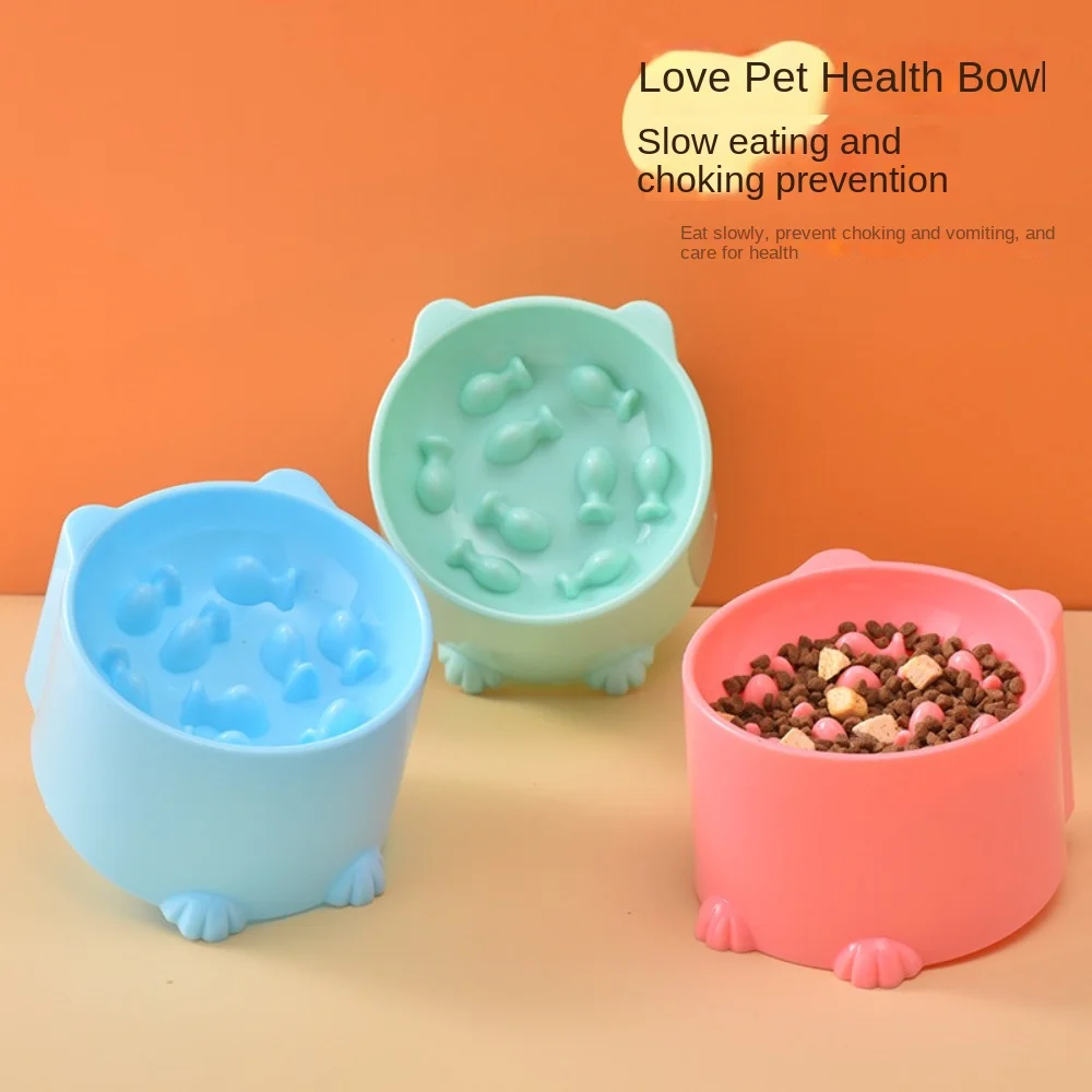 Bol Anti-étouffement pour pieds hauts pour animaux de compagnie, bassin pour chat, Protection du cou, bol de nourriture pour chat, bol de riz, nourriture lente, bol Anti-étouffement pour animaux de
