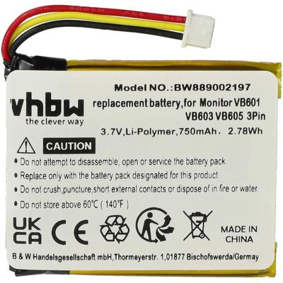 Vhbw - 1x Akku kompatibel mit Lionelo Babyphone Babytalker (750 mAh, 3,7 v, Li-Polymer) Image