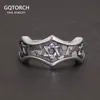 S925 Sterling Silber Retro Davidstern Ring Punk Hip Hop Einstellbar US 6-11 Hexagramm Ring Motorrad Amulett Schmuck