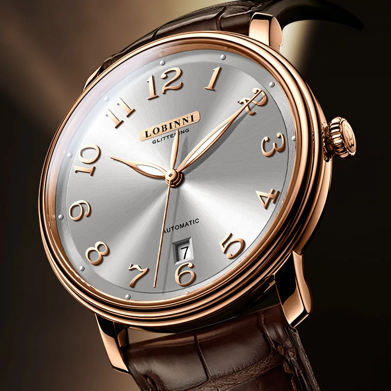 Neue Schweiz Luxus Marke LOBINNI MIYOTA Automatische Mechanische herren Uhren Saphir 50M Wasserdicht Leucht Auto Datum L9601 Image