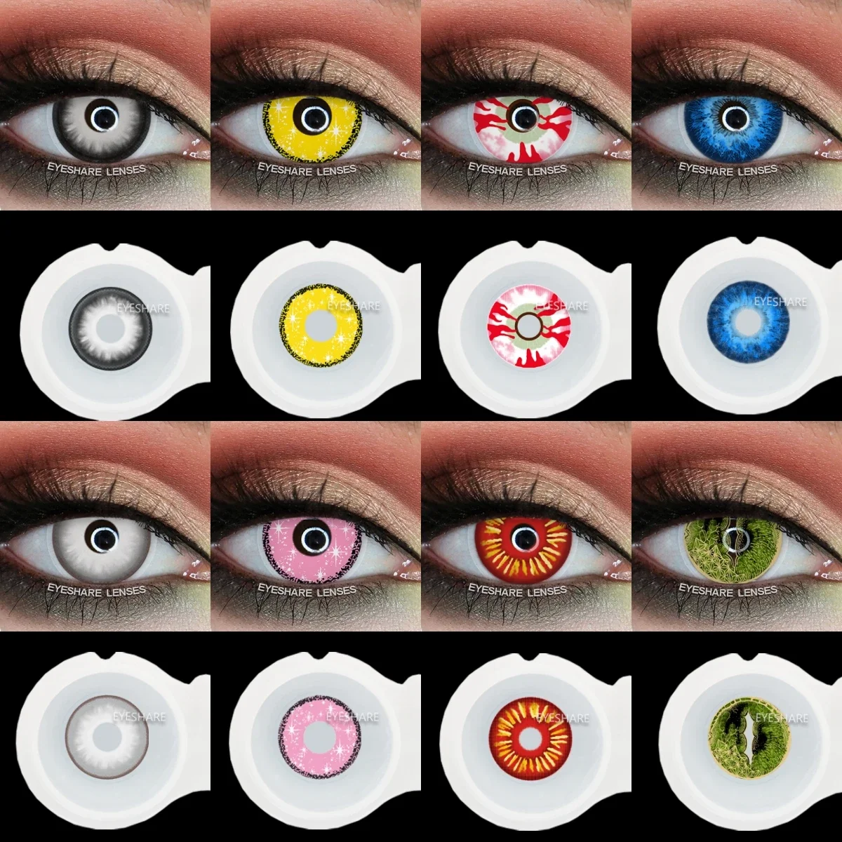 Amara 1 Paar Halloween Farb kontaktlinsen für Augen rot weiß schwarz Linsen 14,5mm Cosplay Anime Kosmetik Make-up farbige Linsen