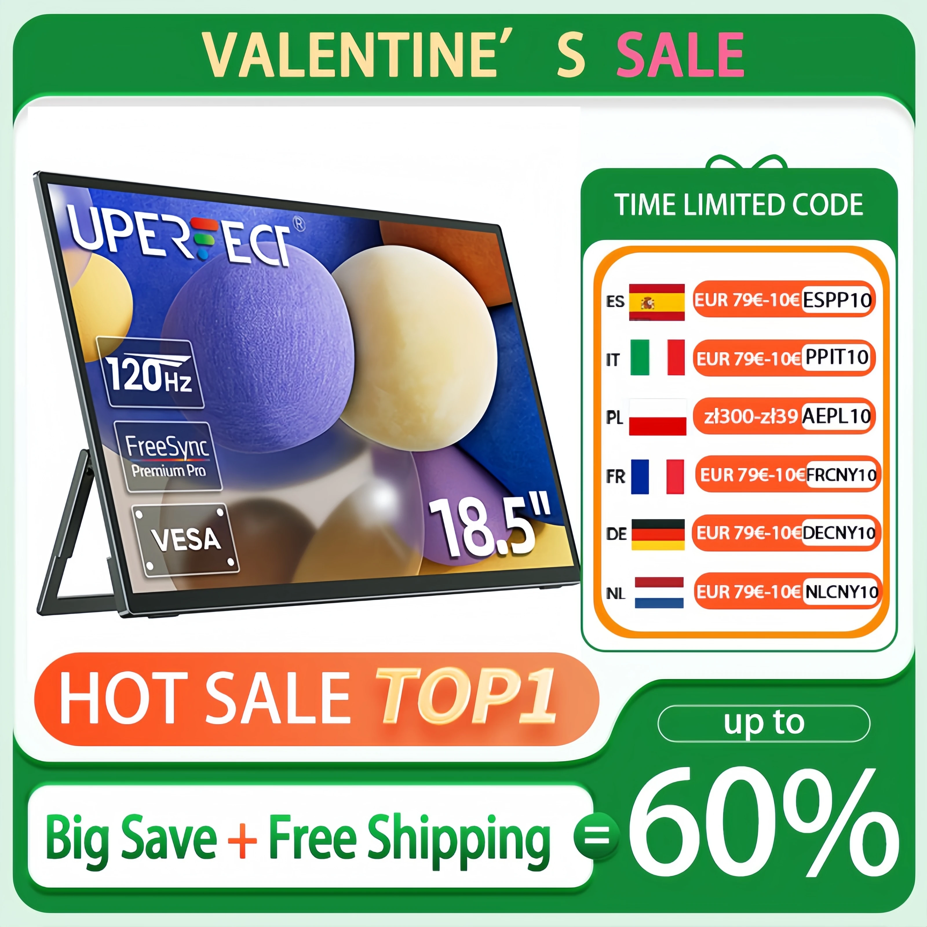 Uperfect 18.5 "tragbarer Monitor ips ps5 xbox 1080p 120hz Gaming IP-Display für Laptop Dual USB C HDMI Computer verlängern Bildschirm Image