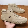 Leder Männer Stiefel Winter Pelz Warme Stiefel Männer Winter Casual Schuhe Turnschuhe High Top Western Stiefeletten Wasserdicht Größe 48 49 50