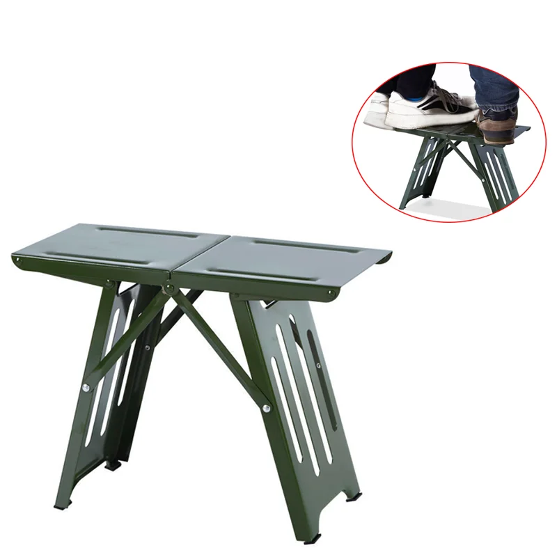 Tragbarer, zusammenklappbarer Mini-Campinghocker aus Stahl für Outdoor-Angeln, Wandern, Rucksackreisen – klein: 29 x 13 x 20 cm, groß: 35 x 16 x 27 cm