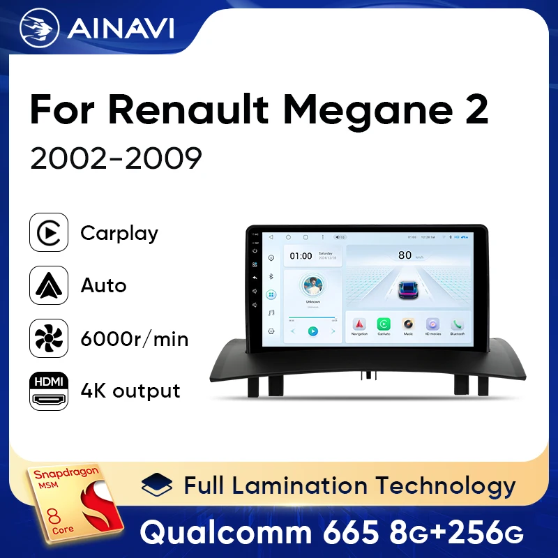 Ainavi Autoradio Für Renault Megane 2 2002-2009 Multimedia Video Player Drahtlose Carplay Android Auto GPS DSP Stereo 2 Din Image