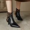Neue Herbsts tiefel Frauen spitzen Zehen dünnen Absatz moderne Stiefel geteilte Lederschuhe für Frauen High Heel Stiefeletten Winter schwarze Schuhe
