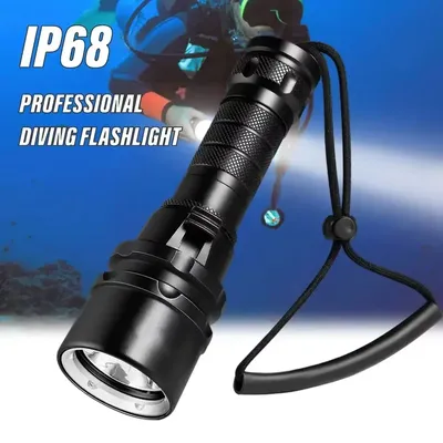 High Power Diving Flashlight IP68 Highest Waterproof Rating Professional Diving Light Powered by