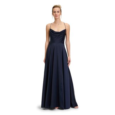 Abendkleid VERA MONT "Vera Mont Abendkleid mit Wasserfallausschnitt", Damen, Gr. 34, Normalgrößen, blau (night sky), Satin, Obermaterial: 97% Polyester, 3% Elasthan. Futter: 100% Polyester., elegant, figurumspielend lang, Wasserfallausschnitt, ohne... Image