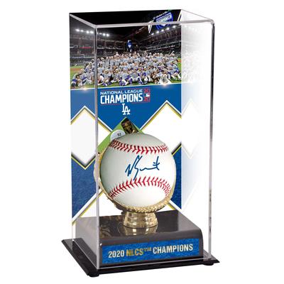 Signierter Will Smith-Baseball der Los Angeles Dodgers und sublimierter Baseball für die Nationalliga-Meisterschaft 2020 in einer Vitrine Image