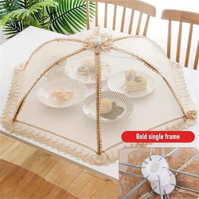 TEMU 1pc, Foldable Table Cover For Food, Dust, Insects, And Flies, With A Random Color Of Stretch Buckle, Suitable For Home Use