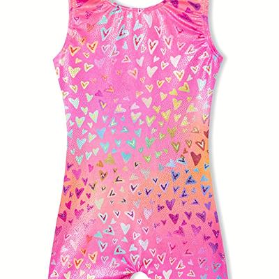 TEMU Gradient Heart Graphic Ballet Leotard Girls Comfy Sweet Gymnastics Suit