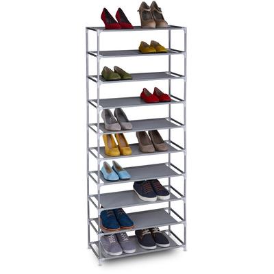 Relaxdays - Stoff Schuhregal Stecksystem, 10 Ebenen, für 30 Paar Schuhe, Schuhständer hoch, HxBxT: Image