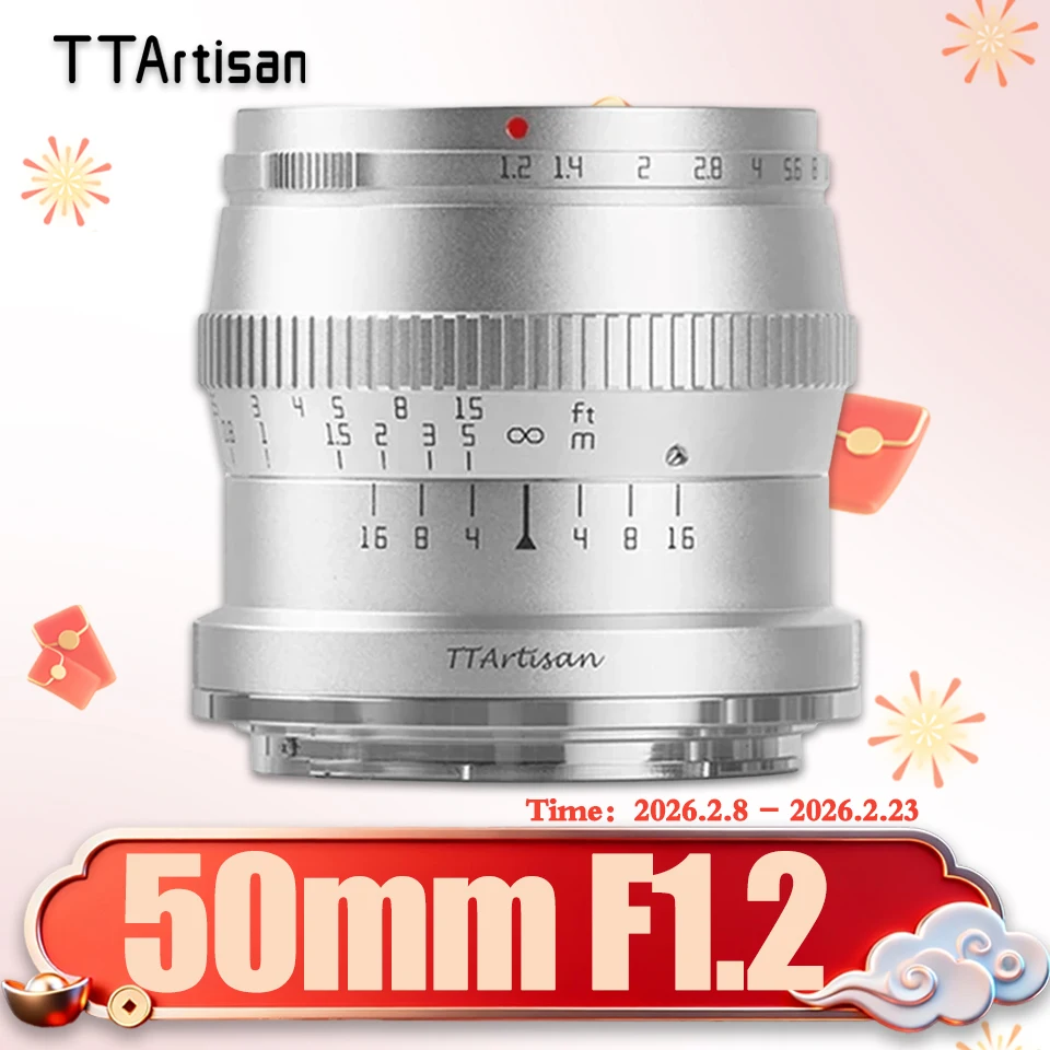 TTArtisan 50 mm F1.2 MF APS-C Rahmen Porträtkameraobjektiv für Fotografie mit Sony A6000 A6500 A7 A9 Fuji X-T4 Canon M5 Nikon Z5 Image