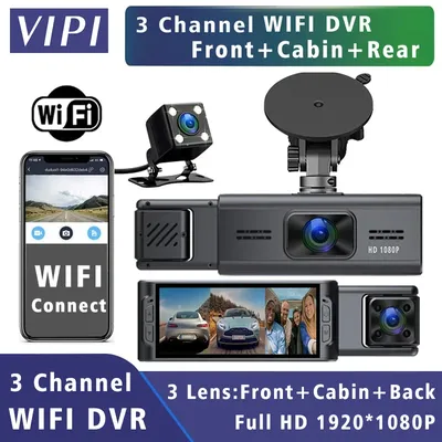 Wifi 3 Channel Car DVR 1080P Dash Camera Three Lens Dashcam Vehicle Video Dash Cam Drive Recorder