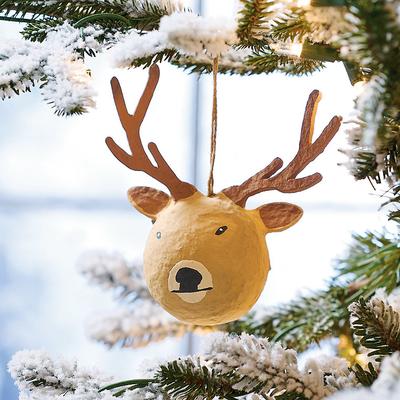 Christmas Handcrafted Reindeer Ornaments, Set Of 6 - Grandin Road