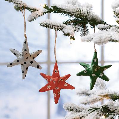 Christmas Handcrafted Star Ornaments, Set Of 6 - Grandin Road