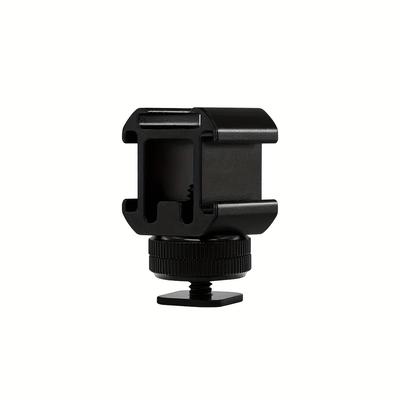 TEMU Triple Cold Shoe Mount Adapter For Dslr Cameras, Aluminum Shoe Bracket With Extension For Microphones, Led Lights, Monitors - Vlogging And Photography Studio Accessories Compatible With , , Image