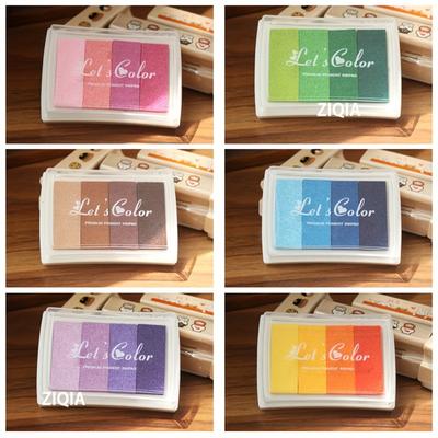 TEMU 6pcs Multi-color Gradient Ink Pads For Stamping, Fingerprint & Crafts - Ideal For Paper, Scrapbooking, Wood & Fabric - Perfect Gift Set