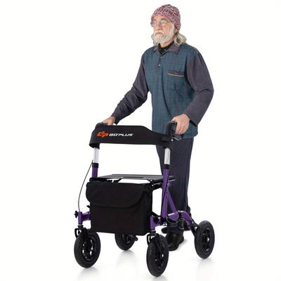 TEMU Multigot Foldable Height Adjustable Rollator Walker With Seat, Storage Bag For Seniors