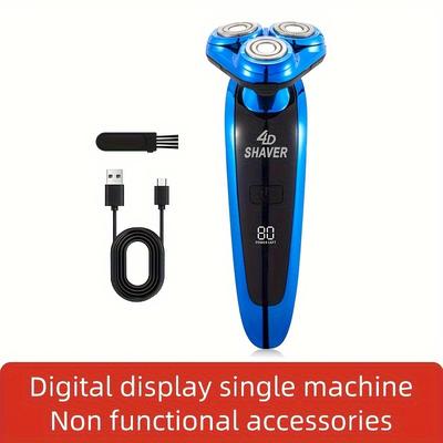 TEMU Gertzy 5-in-1 Electric Razor For Men With Nose Hair Trimmer, Usb Rechargeable Lithium Battery, Runtime, Washable Stainless Steel Floating Blades, Portable Digital Display Shaving Kit