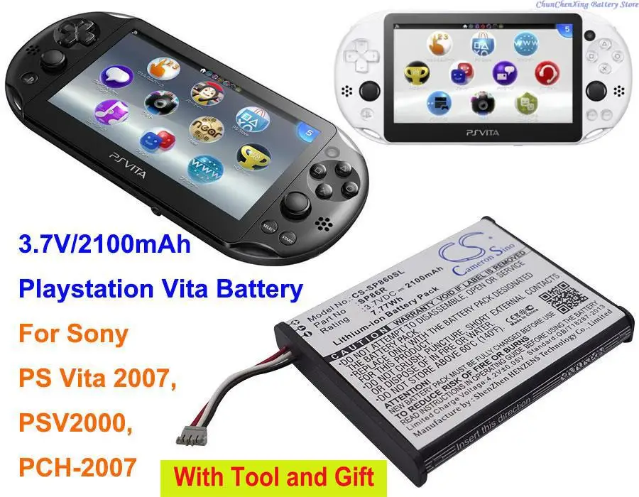 Cameron Sino 3.7V 2100mAh Game Console Battery 4-451-971-01, SP86R for Sony PCH-2007, PS Vita 2007, PSV2000 +TOOL
