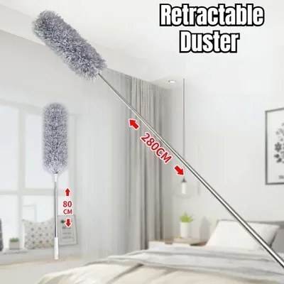 Retractable Duster Stainless Steel 2.8m LongHandle Dusting Chicken Dust Tools Car Cleaning Brush Microfiber Feather Duster House