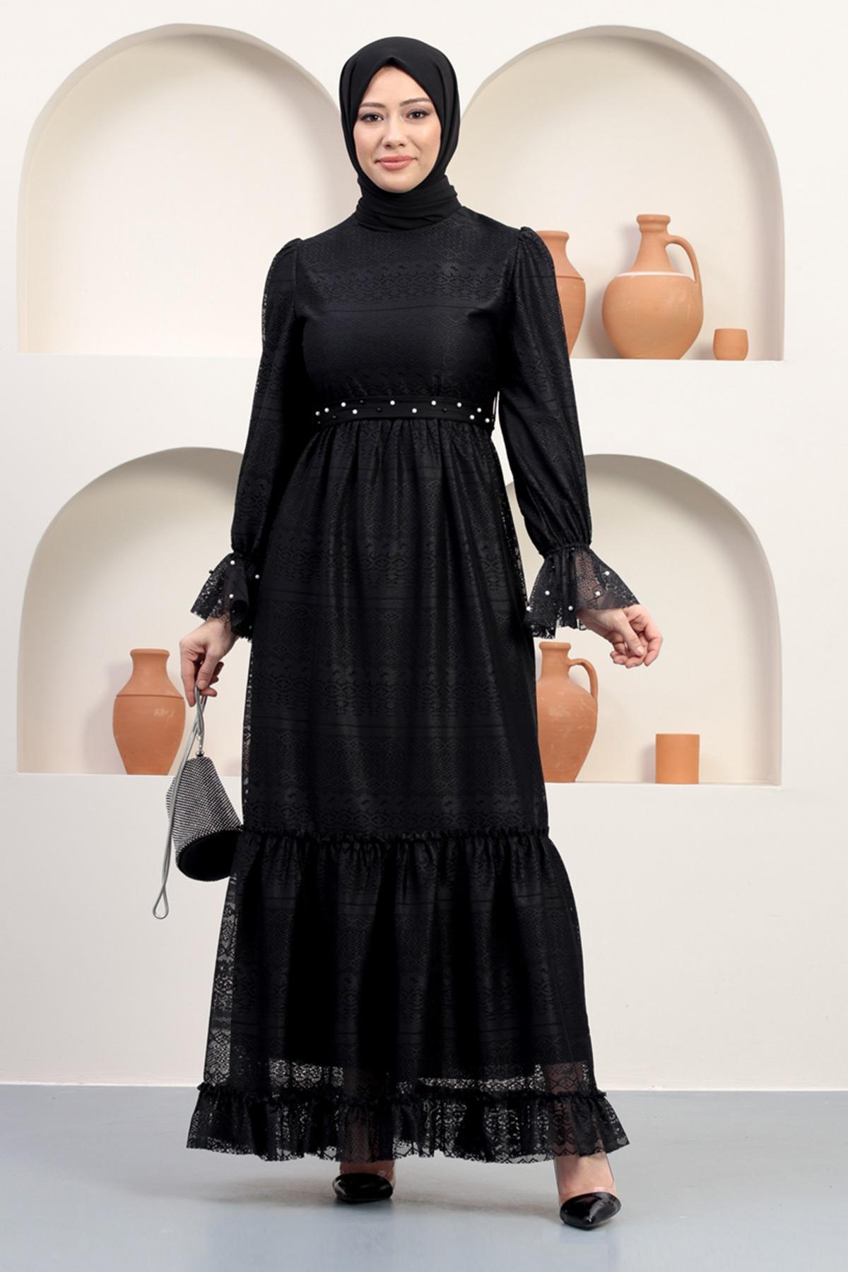 ElbiseInci Detailliertes Spitzenabendkleid Image