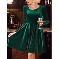 Per donna Abito da lavoro Vestito nero Abito da cocktail nero Di tendenza Ufficio Natale Halloween Mini abito Design Girocollo Manica lunga Liscio Standard Nero Rosso Verde Primavera Autunno S M L XL