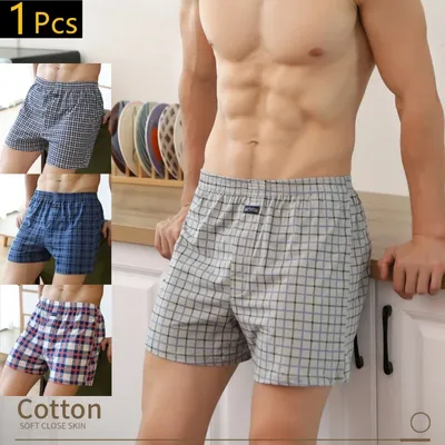 1PCS Plus Größe M-XXXL Baumwolle Aro Hosen männer Unterwäsche Flache Ecke Hosen Haut Freundliche Bequeme Lose Hause große Bund Image