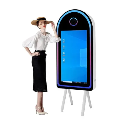 Neue magische Spiegel Foto kabine 50 Zoll Party Hochzeit Vermietung Selfie Zaubers piegel Foto kabine mit Touchscreen-Kamera Drucker