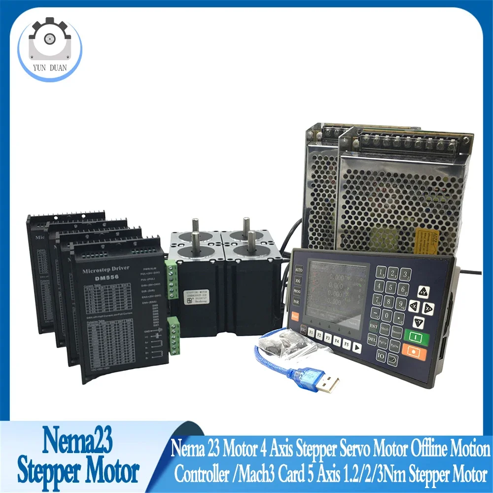Nema23 Motor 4-Achsen-Schritt-Servomotor Offline-Bewegungsregler/Mach3-Karte 5-Achsen 1,2/2/3 Nm Schrittmotor 8 mm Welle 3 A Kit Image