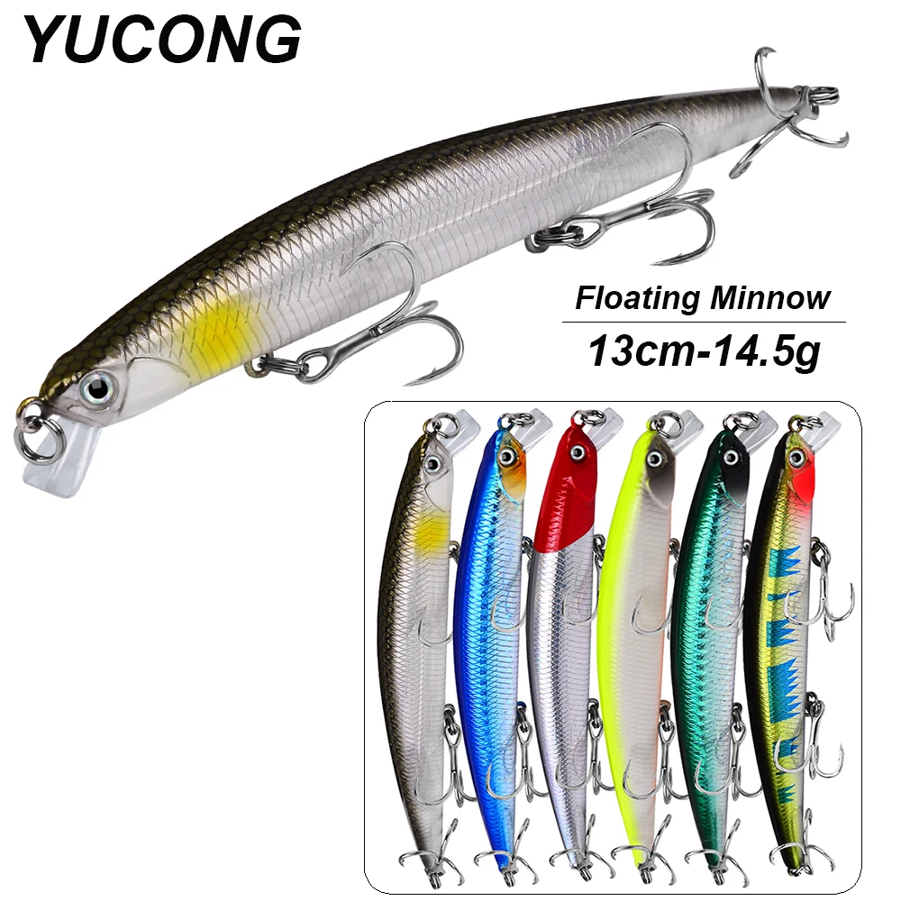 Yucong 1pc schwimmende Elritze Köder 14,5g-0,47 oz Long Casting Angel köder Top water Wobbler laute Cebos mit Zinn Farbe Haken Pesca Image