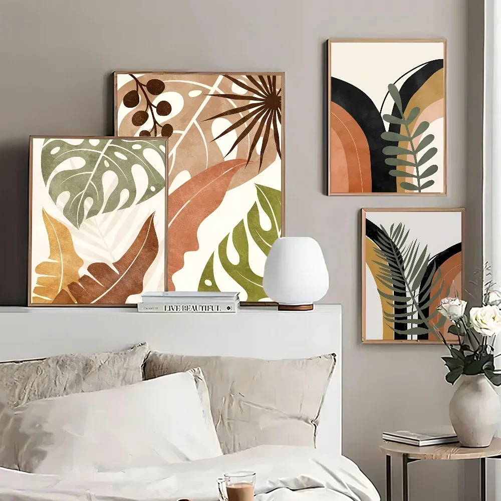 Kunst botanische Grüns geometrische Linien klassische Vintage Poster Vintage Zimmer Home Bar Cafe Dekor nordische Wohnkultur