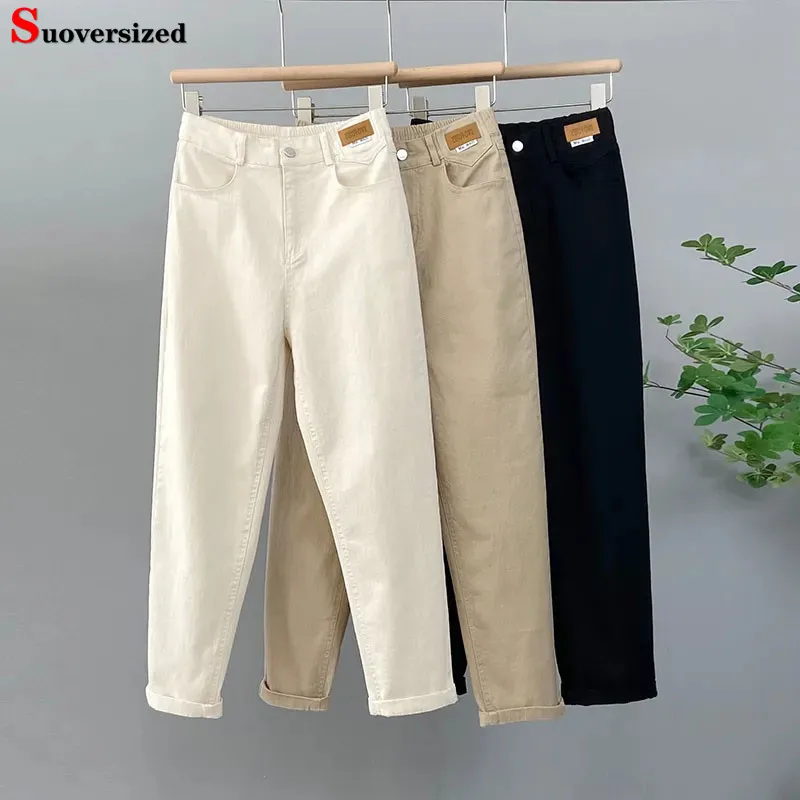Große Größe 4xl Baggy Harem Jeans Frauen Casual Streetwear Denim Hosen Mit Gürtel Koreanische Hohe Taille Vintage Off White Kot Pantolon