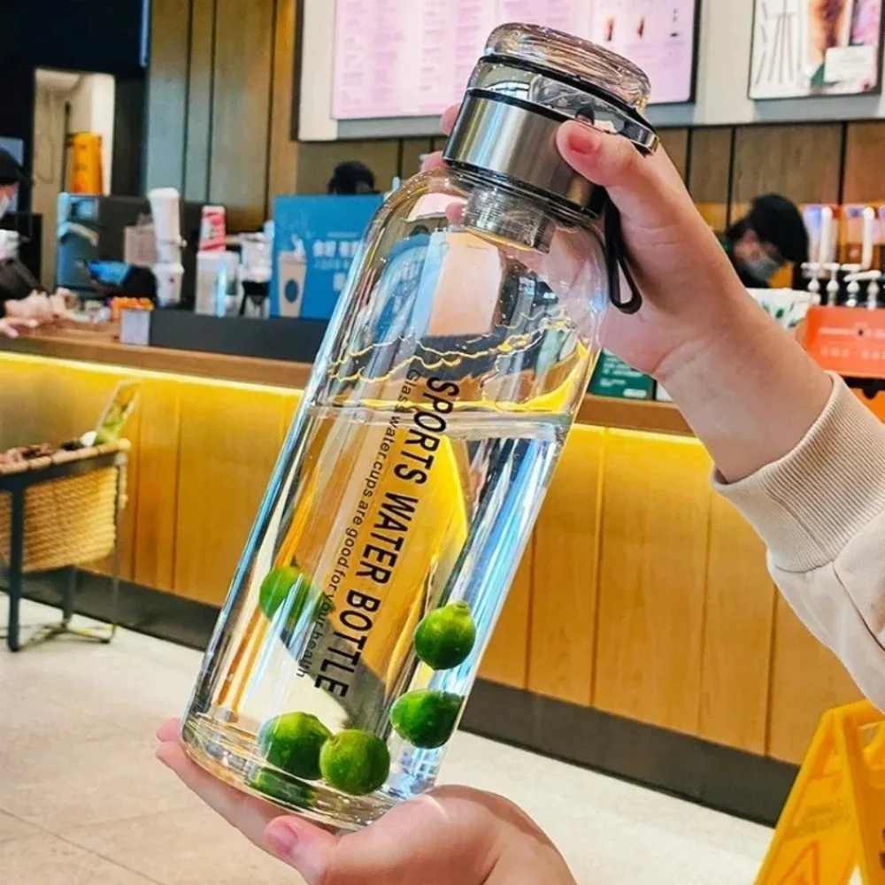 2l große Kapazität Glas wasser flasche transparente Milchsaft Tasse im Freien tragbare auslaufs ichere Trink geschirr Tee Wasser Glasflasche 2l Image