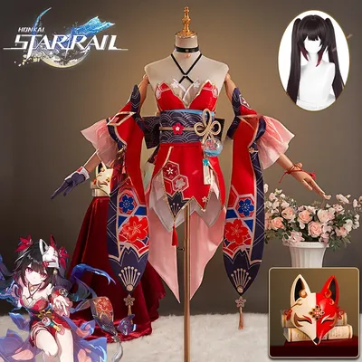 Honkai Star Rail Sparkle Cosplay Kostüm Perücke Kleid Uniform Kopfbedeckung Masked Fools Halloween Image