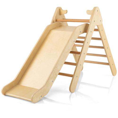 Helloshop26 - Toboggan enfant 2 en 1 avec triangle d'escalade en bois massif pente de toboggan