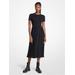 Michael Kors Ribbed Knit and Woven Dress Black M