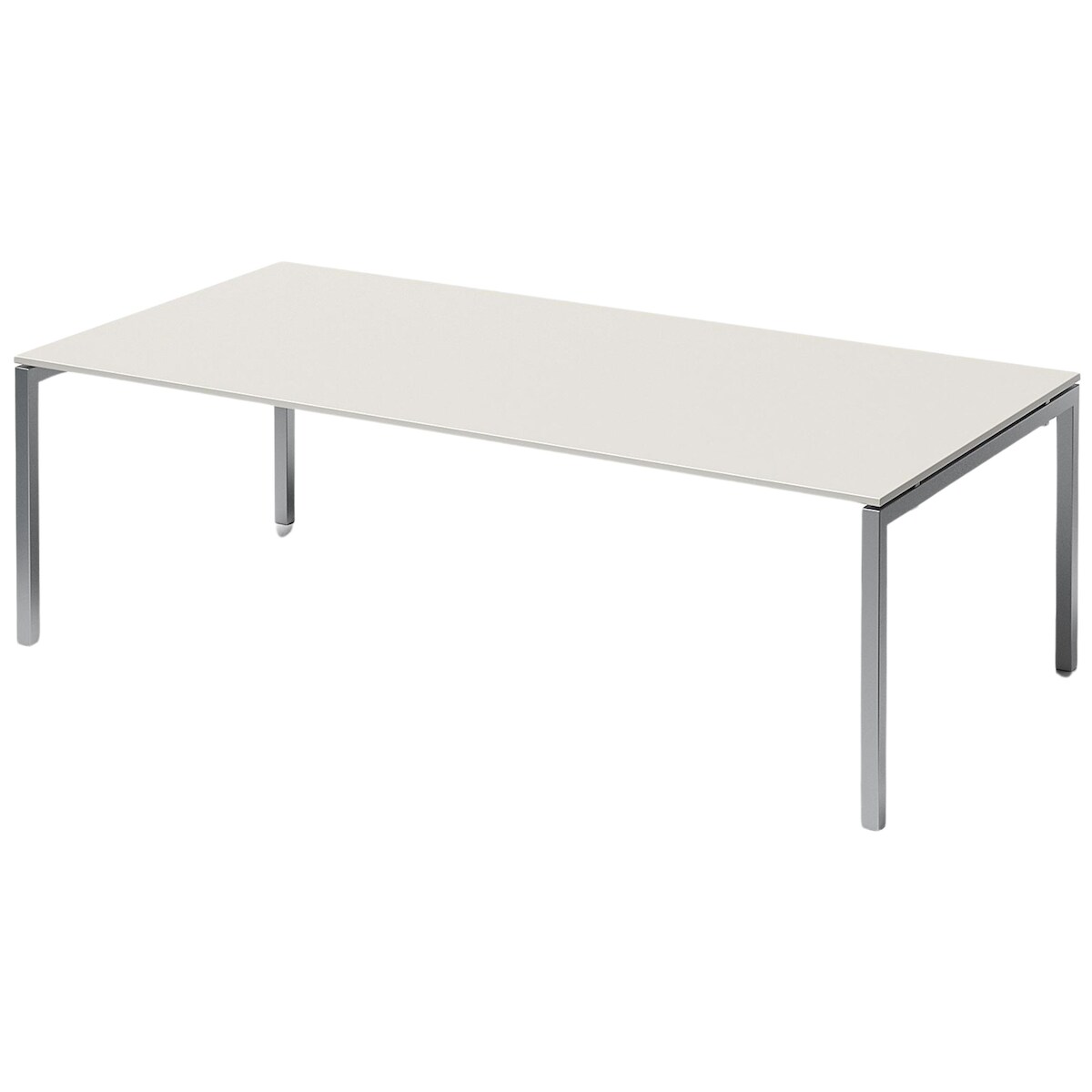 Bisley Cito Konferenztisch höhenverstellbar 240x120 cm, Tischplatte in Grauweiß, U-Gestell in Silber - Besprechungstisch & Meetingtisch, großer Chef Image