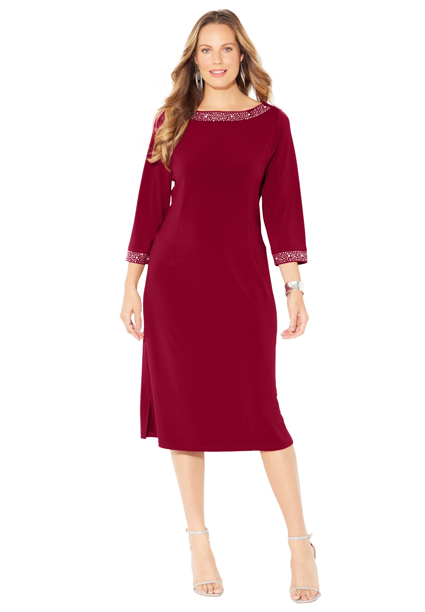 Plus Size Women's Stud Accent Shift Dress by Catherines in Rich Burgundy (Size 4X)