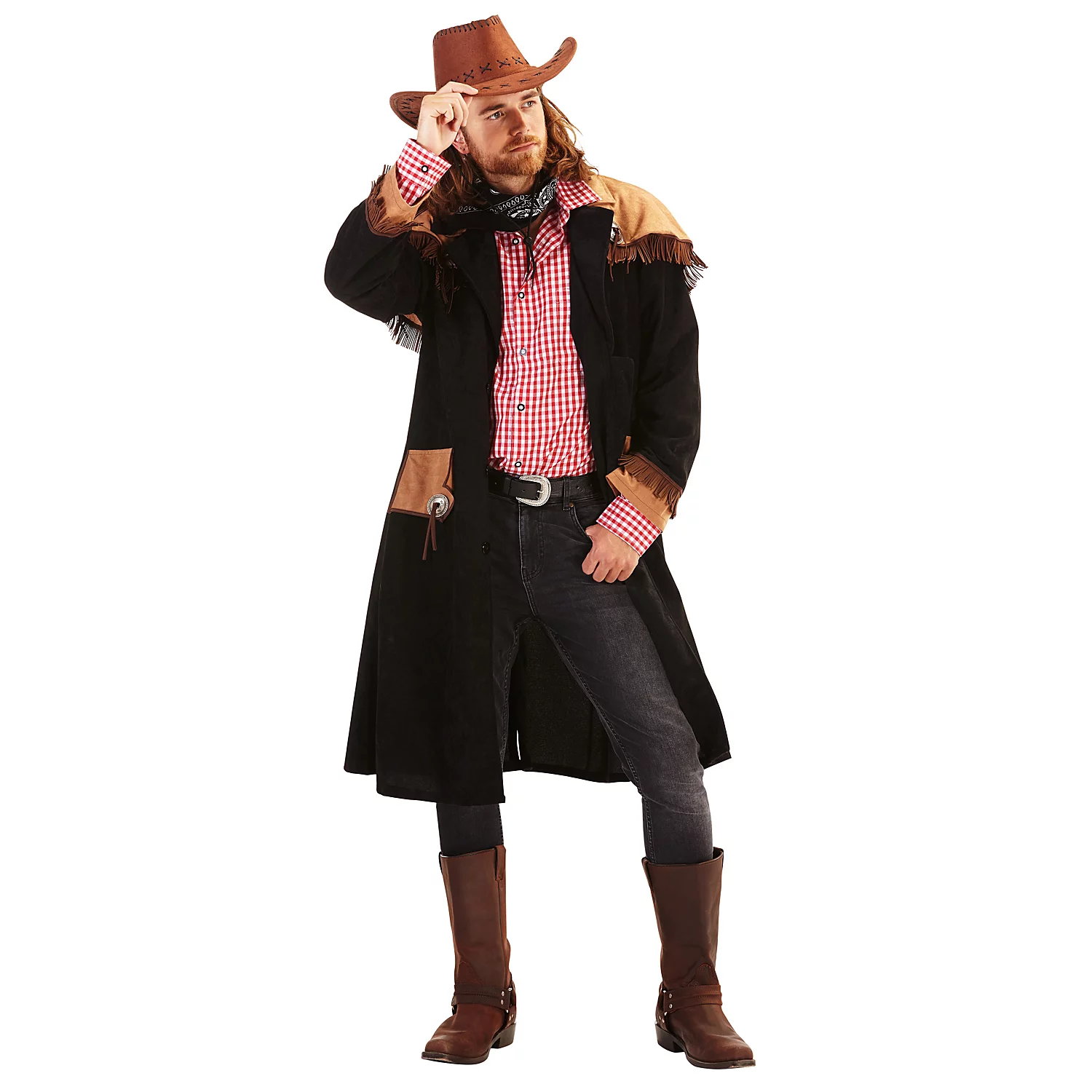 Mantel Cowboy für Herren, schwarz/braun Image