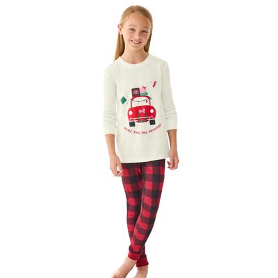 Plus Size Women's Dreams & Co. ® Kids Pajama Set by Dreams & Co. in Red Buffalo Plaid Car (Size 10/12 (L))