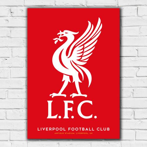 Liverpool Liver Bird Roter Hintergrund Druck – ungerahmt A2