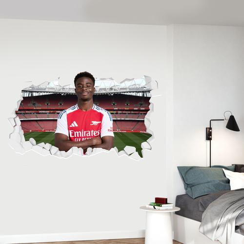 Arsenal Bukayo Saka 24-25 Wandaufkleber „kaputt“ – 90 cm Breite x 50 cm Höhe