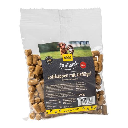 Sparpaket: 4x 200g Caniland Softhappen Getreidefrei mit Geflügel Hundesnacks