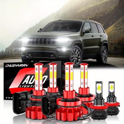 TEMU 6pcs Led Headlight High Low+fog Lights Bulbs Combo 9005/ Hb3 H11 Grand Cherokee 2014-2018 60w 6000k 38000lm Plug And Play