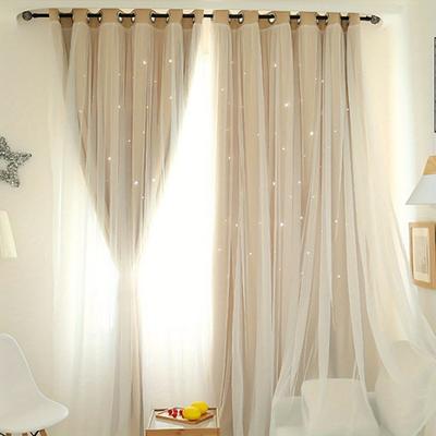 TEMU 4 Pieces Of Beautiful And Romantic Hollowed Out Star Models High Blackout Double Floor Curtains, Suitable For Living Room, Bedroom And Other Home Decoration