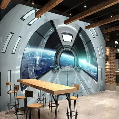 Nach Größe Moderne 3D Charakter Universum Raum Kapsel Wandbild Home Decor Wandbild Kunst Wohnzimmer TV Hintergrund 3D Wand Papier rolle Image